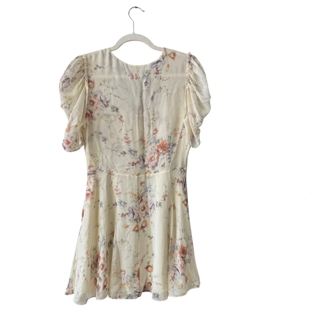 LoveShackFancy Floral Cora Silk Mini Dress Size SM Cream Coquette Feminine Sheer - Picture 4 of 14